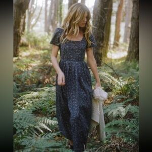 Christy Dawn Medium Petite Floral Blue Maxi Dress